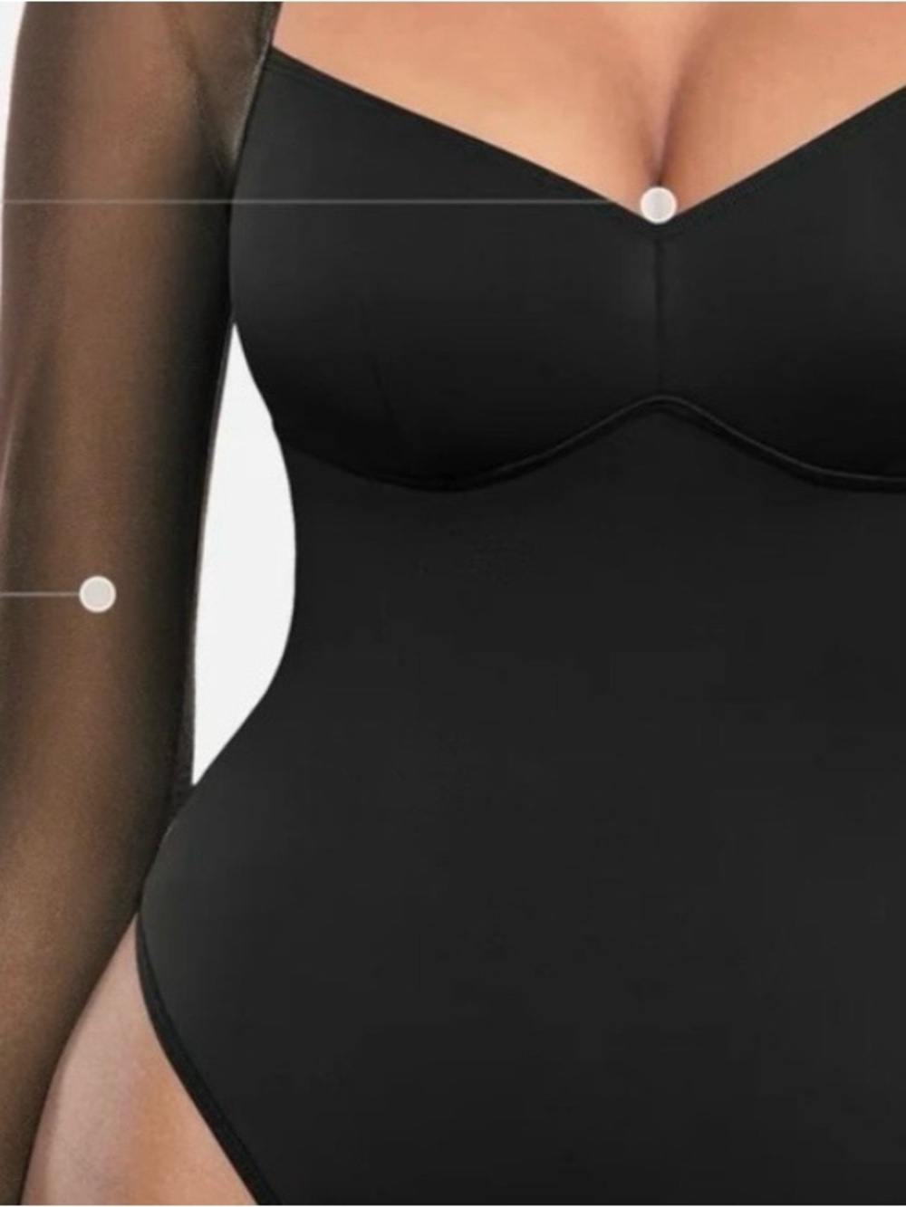 MESH PANEL V-NECK BODYSUIT